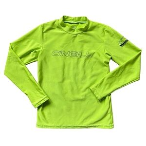 O'Neill Size 4 Boys Youth green Basic Skins Long Sleeve Rashguard SPF 50+